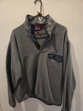 Patagonia Gray Fleece Jacket with Navy Trim